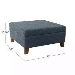 Online Kirklands Home Navy Upholstered Square Storage Ottoman Blue