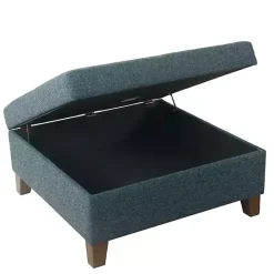 Online Kirklands Home Navy Upholstered Square Storage Ottoman Blue