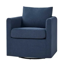 Discount Kirklands Home Navy Upholstered Vasser Slipcover Swivel Chair Blue