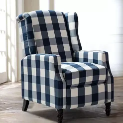 Clearance Kirklands Home Navy Windowpane Plaid Recliner