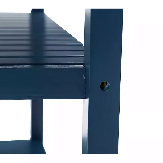 Best Kirklands Home Navy Wood and Stainless Steel Top Kitchen Cart Blue