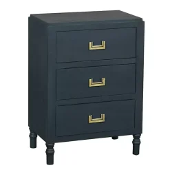 Hot Kirklands Home Navy Wood 3-Drawer Layla Nightstand Blue