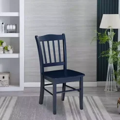 Clearance Kirklands Home Navy Wood Shaker Dining Chairs, Set of 2 Blue