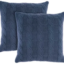 Best Kirklands Home Navy Woven Cable Knit Pillow, Set of 2 Blue