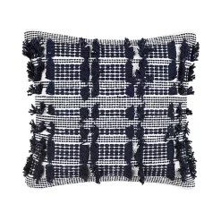 Clearance Kirklands Home Navy Woven Frill Pillow Blue