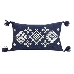 Best Kirklands Home Navy Woven Geo Diamond Indoor/Outdoor Pillow