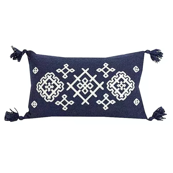 Best Kirklands Home Navy Woven Geo Diamond Indoor/Outdoor Pillow
