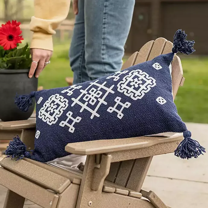 Best Kirklands Home Navy Woven Geo Diamond Indoor/Outdoor Pillow