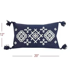Best Kirklands Home Navy Woven Geo Diamond Indoor/Outdoor Pillow