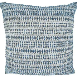 Discount Kirklands Home Navy Woven Lines Cotton Pillow, 22 in.