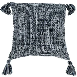 Discount Kirklands Home Navy Woven Texture Tassels Throw Pillow