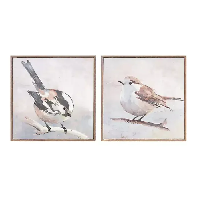 Kirklands Home Neutral Birds Framed Canvas Art Prints, Set of 2