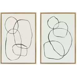 New Kirklands Home Neutral Circles Framed Canvas Art Prints, Set of 2