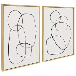 New Kirklands Home Neutral Circles Framed Canvas Art Prints, Set of 2