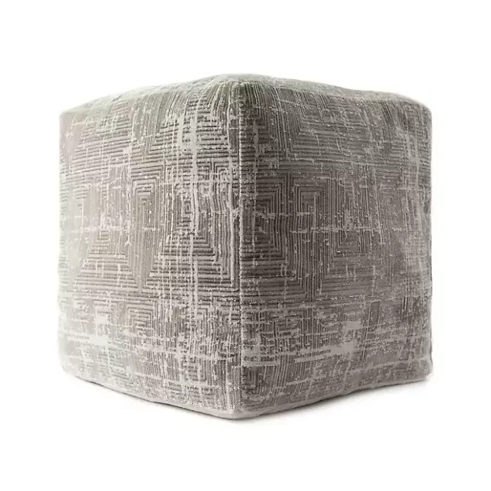 Outlet Kirklands Home Neutral Distressed Geo Ultra-Soft Pouf