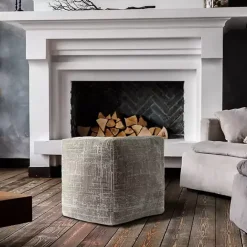 Outlet Kirklands Home Neutral Distressed Geo Ultra-Soft Pouf