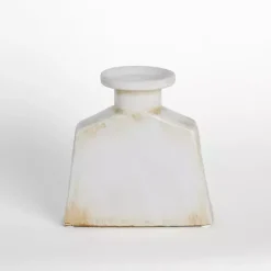 Kirklands Home Neutral Distressed Pentagon Vase, 6 in. White