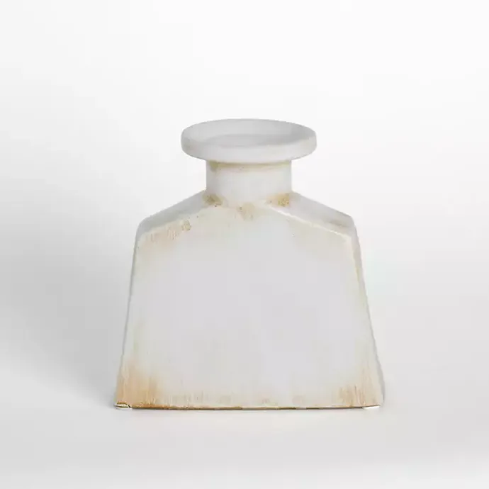 Kirklands Home Neutral Distressed Pentagon Vase, 6 in. White