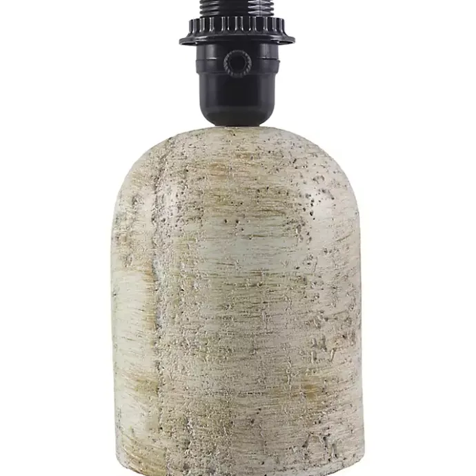 Best Kirklands Home Neutral Faux Stone Table Lamp with Scalloped Shade Tan