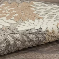 Sale Kirklands Home Neutral Floral Burst Outdoor Round Area Rug, 5 ft.