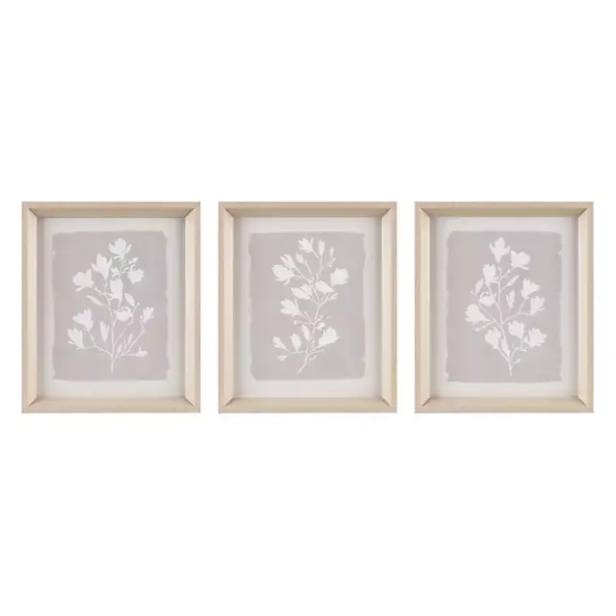 Sale Kirklands Home Neutral Floral Sprigs 3-pc. Framed Art Set