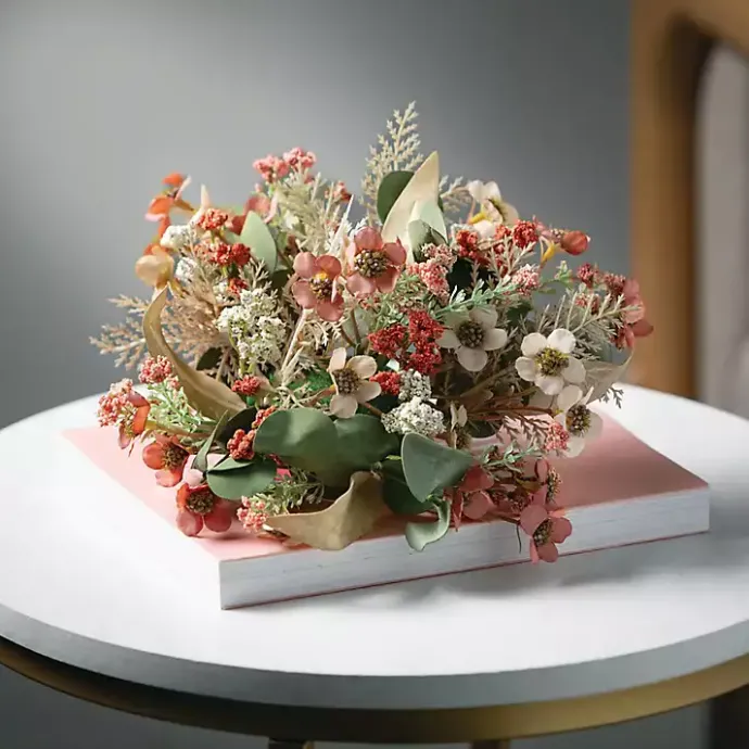 Online Kirklands Home Neutral Flowers and Eucalyptus Bouquet