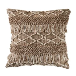 Best Kirklands Home Neutral Geometric Fringe Accent Pillow Brown