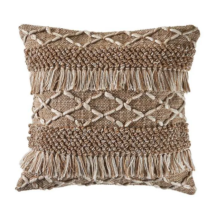 Best Kirklands Home Neutral Geometric Fringe Accent Pillow Brown