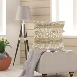 Best Kirklands Home Neutral Geometric Fringe Accent Pillow Brown