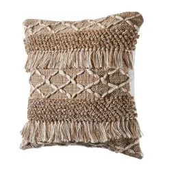 Best Kirklands Home Neutral Geometric Fringe Accent Pillow Brown