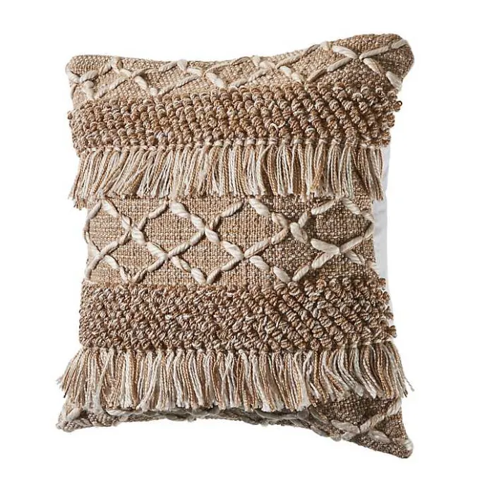 Best Kirklands Home Neutral Geometric Fringe Accent Pillow Brown