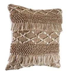 Best Kirklands Home Neutral Geometric Fringe Accent Pillow Brown