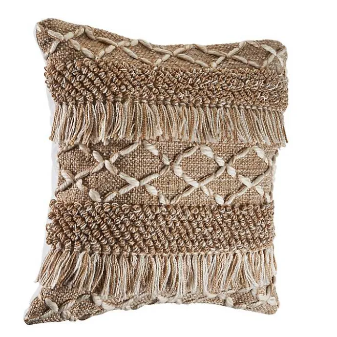 Best Kirklands Home Neutral Geometric Fringe Accent Pillow Brown