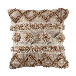 Discount Kirklands Home Neutral Geometric Pom Pom Pillow Brown