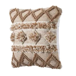 Discount Kirklands Home Neutral Geometric Pom Pom Pillow Brown
