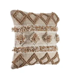 Discount Kirklands Home Neutral Geometric Pom Pom Pillow Brown