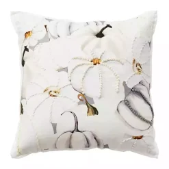 Clearance Kirklands Home Neutral Gold Pumpkins Harvest Throw Pillow Ivory
