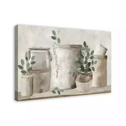 Online Kirklands Home Neutral Greenery Pottery Canvas Art Print Gray