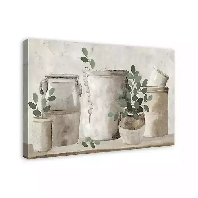 Online Kirklands Home Neutral Greenery Pottery Canvas Art Print Gray