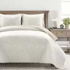 Kirklands Home Neutral Leaf Reversible 3-pc. Cali King Quilt Set