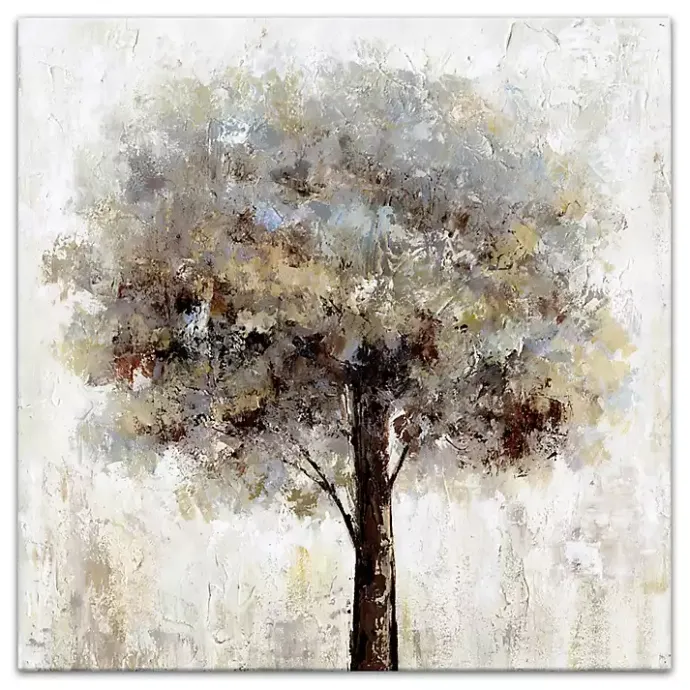 Best Kirklands Home Neutral Painted Tree Square Canvas Art Print Tan
