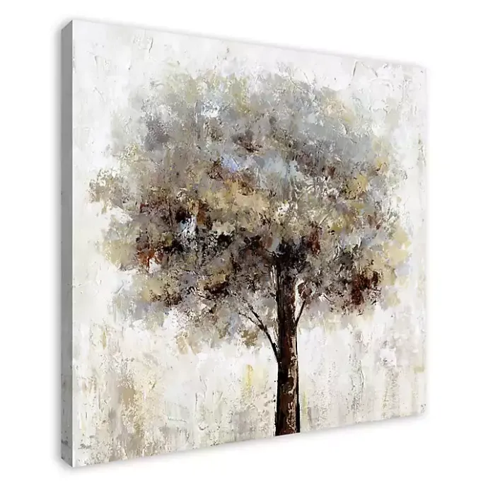 Best Kirklands Home Neutral Painted Tree Square Canvas Art Print Tan