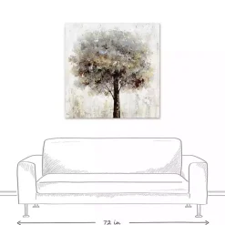 Best Kirklands Home Neutral Painted Tree Square Canvas Art Print Tan