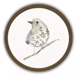 Clearance Kirklands Home Neutral Sage Bird II Round Framed Art Print