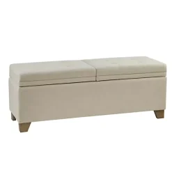 New Kirklands Home Neutral Split Seat Jackson Storage Bench Ivory