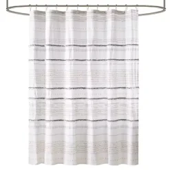 Discount Kirklands Home Neutral Striped Boho Cotton Shower Curtain
