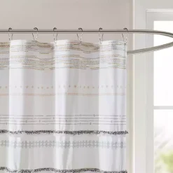 Discount Kirklands Home Neutral Striped Boho Cotton Shower Curtain
