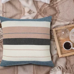 Sale Kirklands Home Neutral Striped Outdoor Pillow