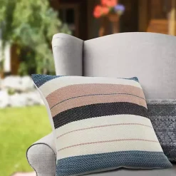 Sale Kirklands Home Neutral Striped Outdoor Pillow