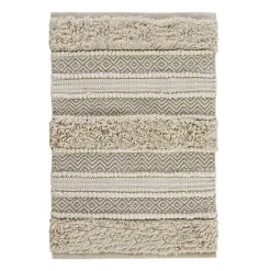 Outlet Kirklands Home Neutral Tufted Stripes Woven Bath Mat Brown